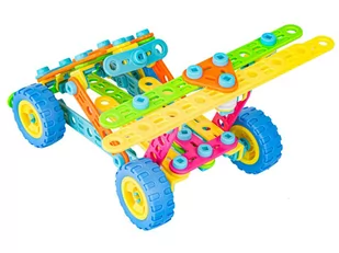 Kolorowe Klocki Konstrukcyjne 179 El. Pojazdy, Wieża, Motocykl, Auto, Odrzutowiec, Samolot Do Rozkręcania I Skręcania 10w1 - Klocki - miniaturka - grafika 3