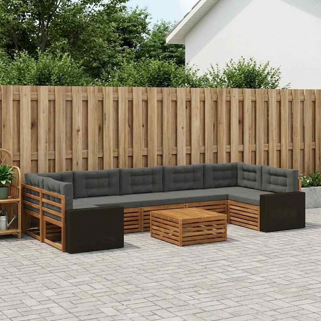 vidaXL Zestaw sof na zewnątrz 8 pcs Naturalny i Antracytowy