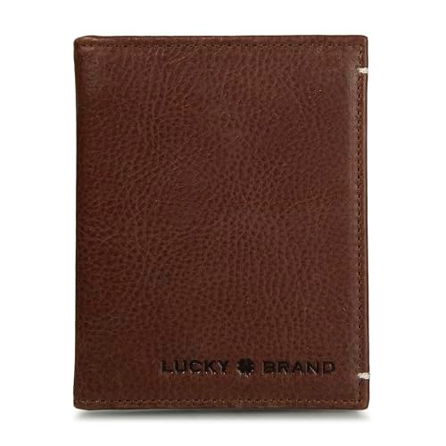 Lucky Brand Męski portfel z trzema klapkami w kształcie litery L, gładka skóra - brązowy, L-Fold