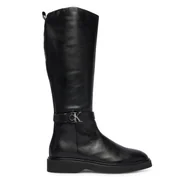 Kozaki damskie - Kozaki Calvin Klein Knee Boot W/ Metal Logo HW0HW02665 Czarny - miniaturka - grafika 1