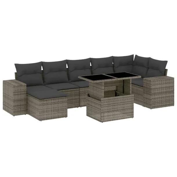 Modułowy zestaw mebli ogrodowych szary z poduszkami - rattan PE, stal