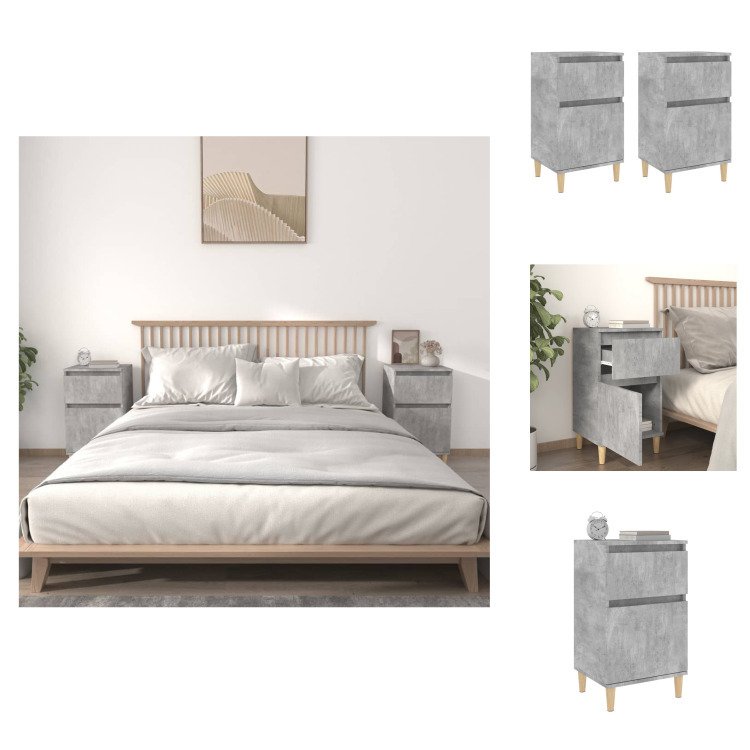vidaXL Szafki nocne 2 szt. Beton szary 40x35x70 cm - Stoliki nocne