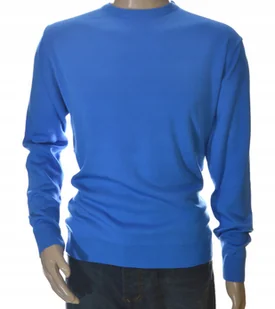 Sweter męski klasyczny z wełny wełna wełniany L lazur 1705 - Swetry męskie - miniaturka - grafika 1