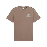 Koszulki sportowe męskie - Męska koszulka z efektem sprania PUMA Class PUMA Totally Taupe Brown - miniaturka - grafika 1
