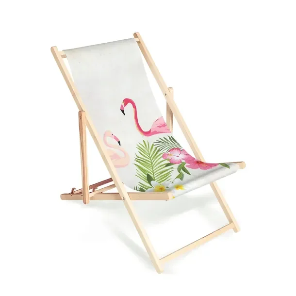 Fotel plażowy leżak ogrodowy grafika Dwa flamingi