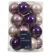 Bombki - Zestaw 20 Szklanych Bombek choinkowych fioletowy różowy beżowy 6 cm połysk - miniaturka - grafika 1