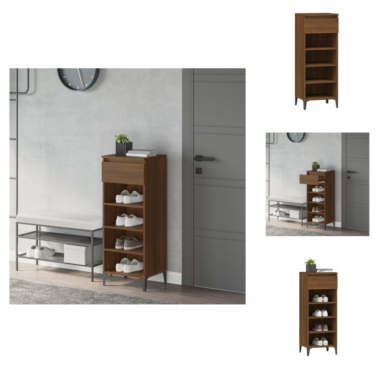 vidaXL Stojak na buty brązowy dąb 40x36x105 cm materiał drewnopochodny - Stojaki i szafki na buty