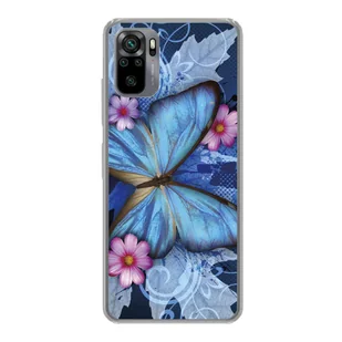 King Design Etui kompatybilne z Xiaomi Redmi Note 10S Plastikowe, miękkie etui na telefon - Etui na telefon Butterfly Blue - Etui i futerały do telefonów - miniaturka - grafika 1