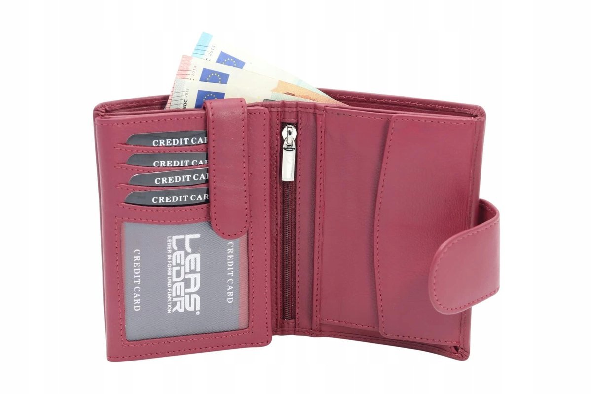 Portfel damski LEAS Pionowy Czerwony ze Skóry