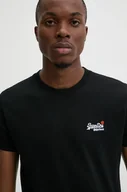 Koszulki męskie - Superdry t-shirt bawełniany męski kolor czarny gładki M1012078A-02A - miniaturka - grafika 1