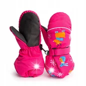 Rękawiczki dla dzieci - Rękawiczki Dziecięce Zimowe Narciarskie Grube Nieprzemakalne Ciepłe Różowe - miniaturka - grafika 1