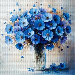 TEMU JOZYSH Zestaw do haftu krzyżykowego 1 szt., 40x40 cm / 15.7x15.7 cala, Niebieska dekoracja , Dekoracja ścian w salonie lub sypialni, Ręcznie - Inne - miniaturka - grafika 1