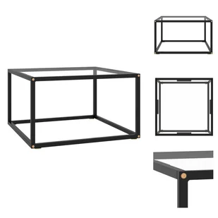 vidaXL Stolik kawowy czarny z hartowanym szkłem 60x60x35 cm - Stoliki kawowe - Ławy i stoliki kawowe - miniaturka - grafika 1