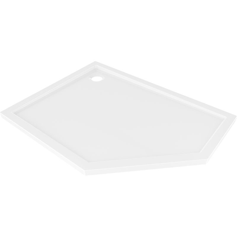 Mexen Flow brodzik pięciokątny slim lewy 100 x 90 cm, biały połysk - 46P109010L