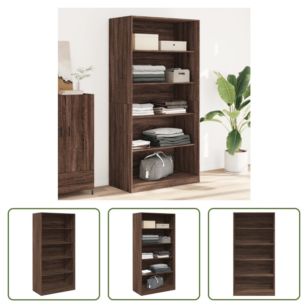 The Living Store Szafa Brązowy dąb 100x50x200 cm Materiał drewnopochodny