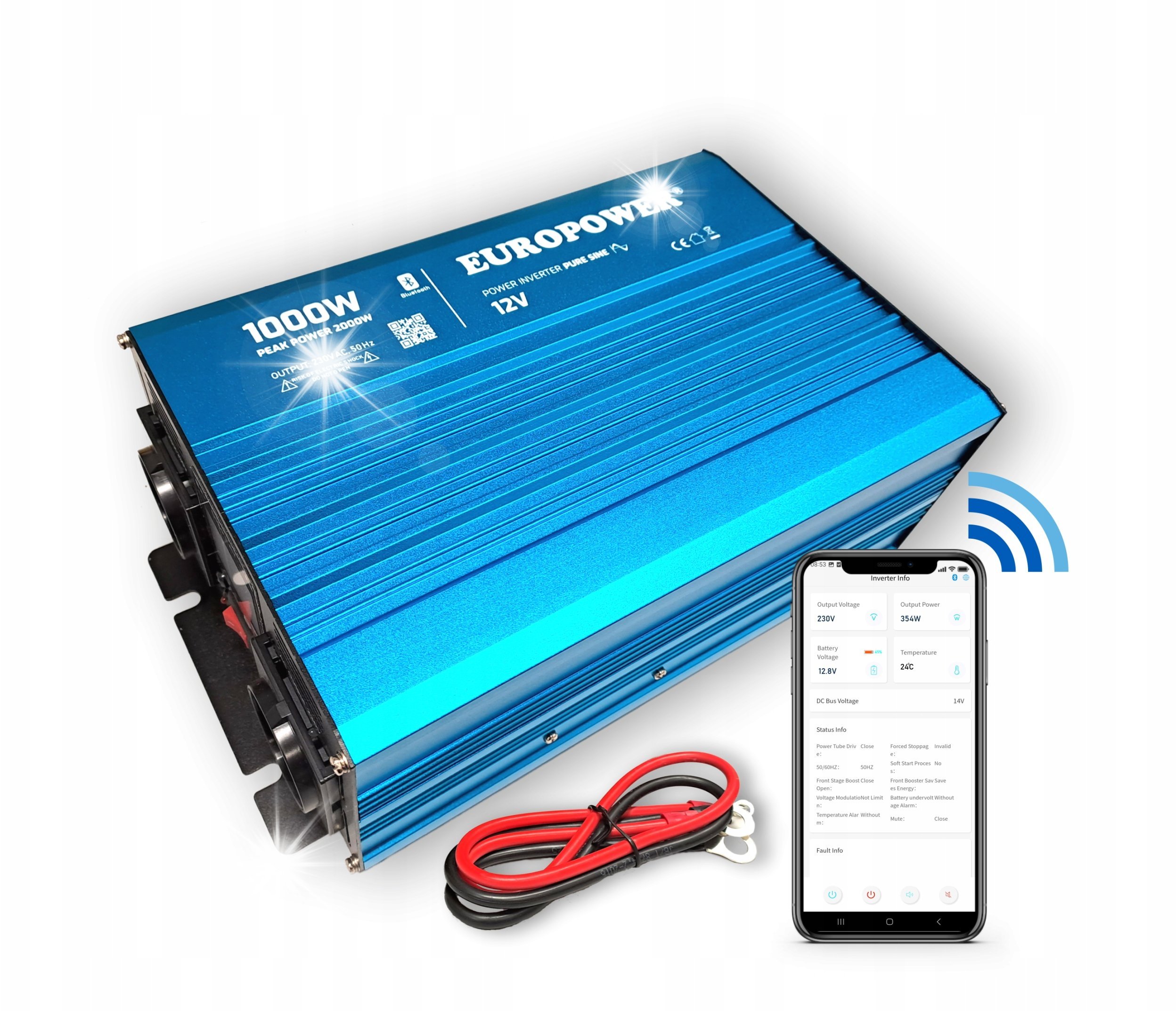 Europower PRZETWORNICA NAPIĘCIA INWERTER EUROPOWER 12V DC / 230V AC 2000W / 4000W CZY