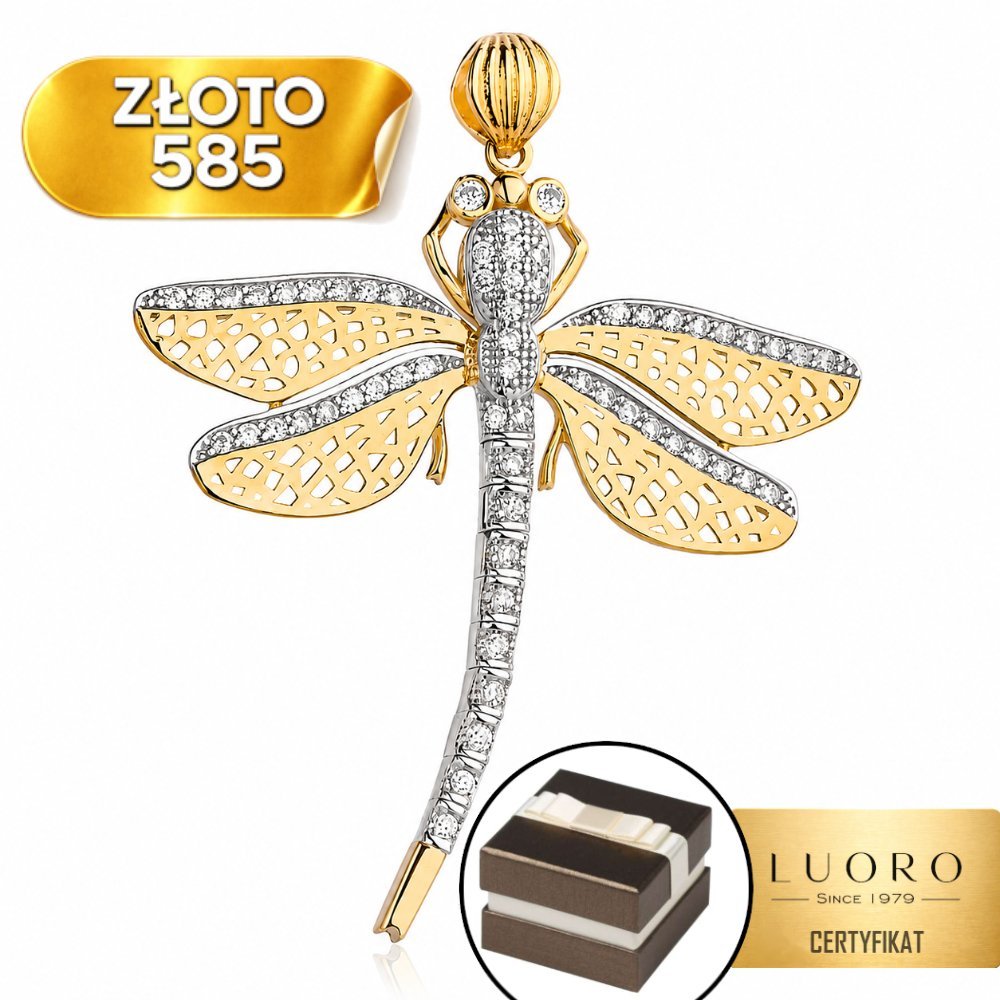 ZAWIESZKA ZŁOTA 585 14K WAŻKA RODOWANA 4,4 CM SUBTELNA ELEGANCJA