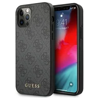 Etui i futerały do telefonów - Etui Guess do iPhone 12 / 12 Pro 6,1" szary hardcase 4G Metal Gold Logo - miniaturka - grafika 1