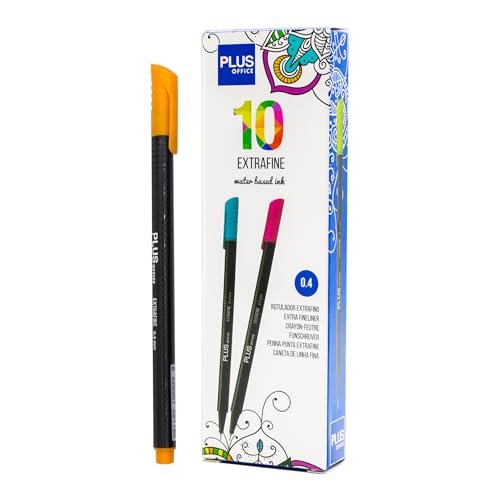 Plus Office 10 cienkich pisaków 0,4 mm, idealne do pisania, malowania i rysowania, długopisów szkolnych z cienką końcówką, kolorowy tusz na bazie wody (pomarańczowy)