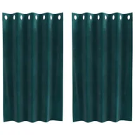 Zasłony - Zasłony vidaXL Ciemnozielone Poliester 140 x 140 cm Zasłony z oczkami - miniaturka - grafika 1