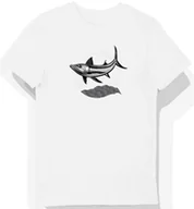 Koszulki męskie - Koszulka męska biała z motywem srebrnej barakudy w polu XL - miniaturka - grafika 1