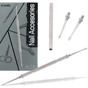 Akcesoria do paznokci - Radełko dwustronne kopytko dłutko pusher ostre do stylizacji skórek manicure pedicure salon SPA stal nierdzewna srebrne - miniaturka - grafika 1