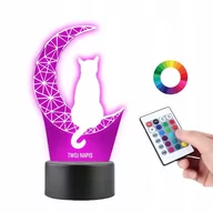 Lampy stojące - Lampka Nocna Kot Księżyc 16 Kolorów Led Plexido - miniaturka - grafika 1