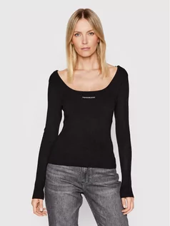 Swetry damskie - Calvin Klein Jeans Sweter J20J217896 Czarny Slim Fit - grafika 1