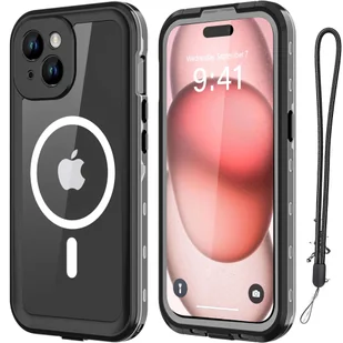 Etui do iPhone 15 wodoodporne Mag Safe Case pancerne wodoszczelne obudowa czarno-szare - Etui i futerały do telefonów - miniaturka - grafika 17