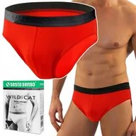 Majtki męskie - SESTO SENSO SM05 Slipy Męskie Sportowe Majtki Bawełniane Czerwone - M - miniaturka - grafika 1