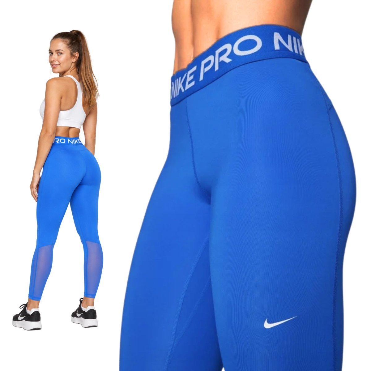 Nike Pro Damskie Legginsy do biegania na siłownię Shorty Niebieskie r.S