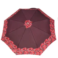 Parasole - Parasol Damski pełny automat Zawijańce na bordowym Wiatroodporny - miniaturka - grafika 1