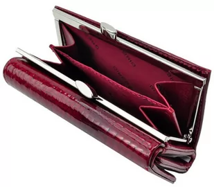Portfel Damski Skórzany GREGORIO 12 cm Klamra Skóra Naturalna Lakierowana GF-117 CZERWONY RFID 12 x 8.5 x 2.5 [cm] - Portfele - miniaturka - grafika 4
