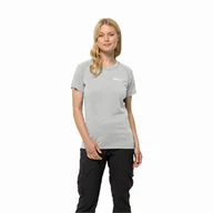 Koszulki i topy damskie - T-shirt damski Jack Wolfskin KAMMWEG S/S W cool grey - XXL - miniaturka - grafika 1