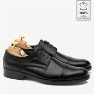 Półbuty męskie - Eleganckie buty męskie ze skóry naturalnej Mitch czarne - BRILU - miniaturka - grafika 1
