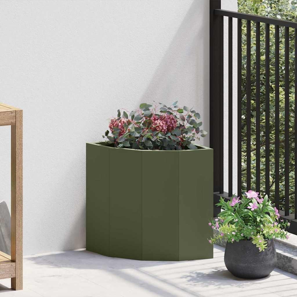 vidaXL Doniczka Różnorożna oliwkowy 30 x 30 x 35 cm Stal