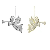 Ozdoby bożonarodzeniowe - Zawieszka plastikowa anioł 10 cm srebrny / złoty - miniaturka - grafika 1