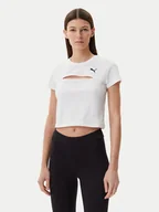 Koszulki i topy damskie - Puma T-Shirt Ess Cut-Out 631164 Biały Slim Fit - miniaturka - grafika 1
