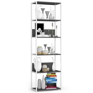 Regał loftowy metalowy 60 cm - biały-szary - 6 półek - Regały - miniaturka - grafika 1