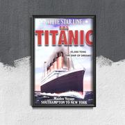 Plakaty - Plakatyw  stylu retro Titanic Southampton do Nowego Jorku A1 60x85cm z ramką pion - miniaturka - grafika 1