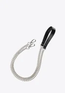 Akcesoria do torebek - Pasek do torebki ze skóry z łańcuszkiem czarno - srebrny - miniaturka - grafika 1