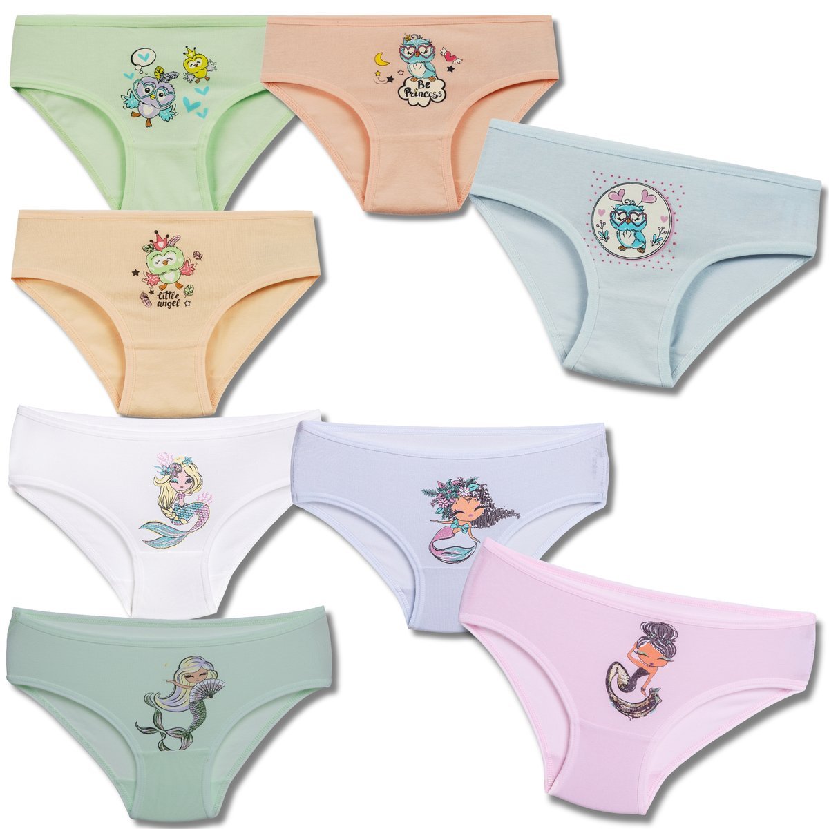 MAJTKI DZIECIĘCE FIGI DZIEWCZĘCE BAWEŁNIANE KOLOROWE 8-PAK MORAJ 98-104