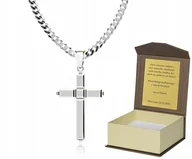 Biżuteria dla dzieci - 925 Srebrny łańcuszek krzyżyk DEDYKACJA 50 cm P2K1 - miniaturka - grafika 1