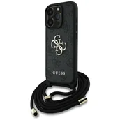 Etui i futerały do telefonów - Etui Guess 4G Big Logo Cord Stap Crossbody do iPhone 16 Pro Max czarny - miniaturka - grafika 1