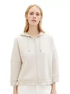 Bluzy damskie - Damska bluza TOM TAILOR z kapturem, 16339-szare chmury, XXL - miniaturka - grafika 1