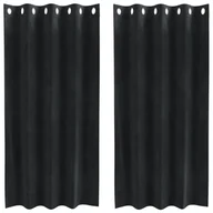Zasłony - Zasłony vidaXL Czarne Poliester 140 x 175 cm Ozdobne wstawki - miniaturka - grafika 1