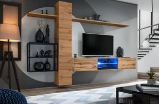 ASM Meble Meblościanka SWITCH MET V dąb wotan do nowoczesnego salonu ASM Meble - Meblościanki - miniaturka - grafika 1