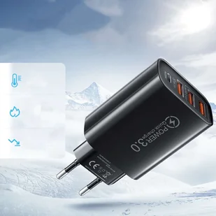 Ładowarka sieciowa Alogy szybka 3x USB-A + USB-C Quick Charge QC 3.0 PD 20W Czarna - Ładowarki do telefonów - miniaturka - grafika 7
