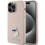 Etui i futerały do telefonów - Etui Karl Lagerfeld KLHCP15XSMHCNPP Apple iPhone 15 Pro Max Silicone Choupette Metal Pin różowy/pink - miniaturka - grafika 1