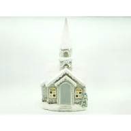 Ozdoby bożonarodzeniowe - Domek ceramiczny LED płonące ciepłe białe światło - miniaturka - grafika 1